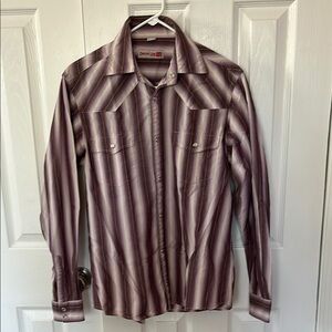 Snap Long-sleeve Cowboy Shirt 14.5 neck Stipe vintage Small Unisex 1111